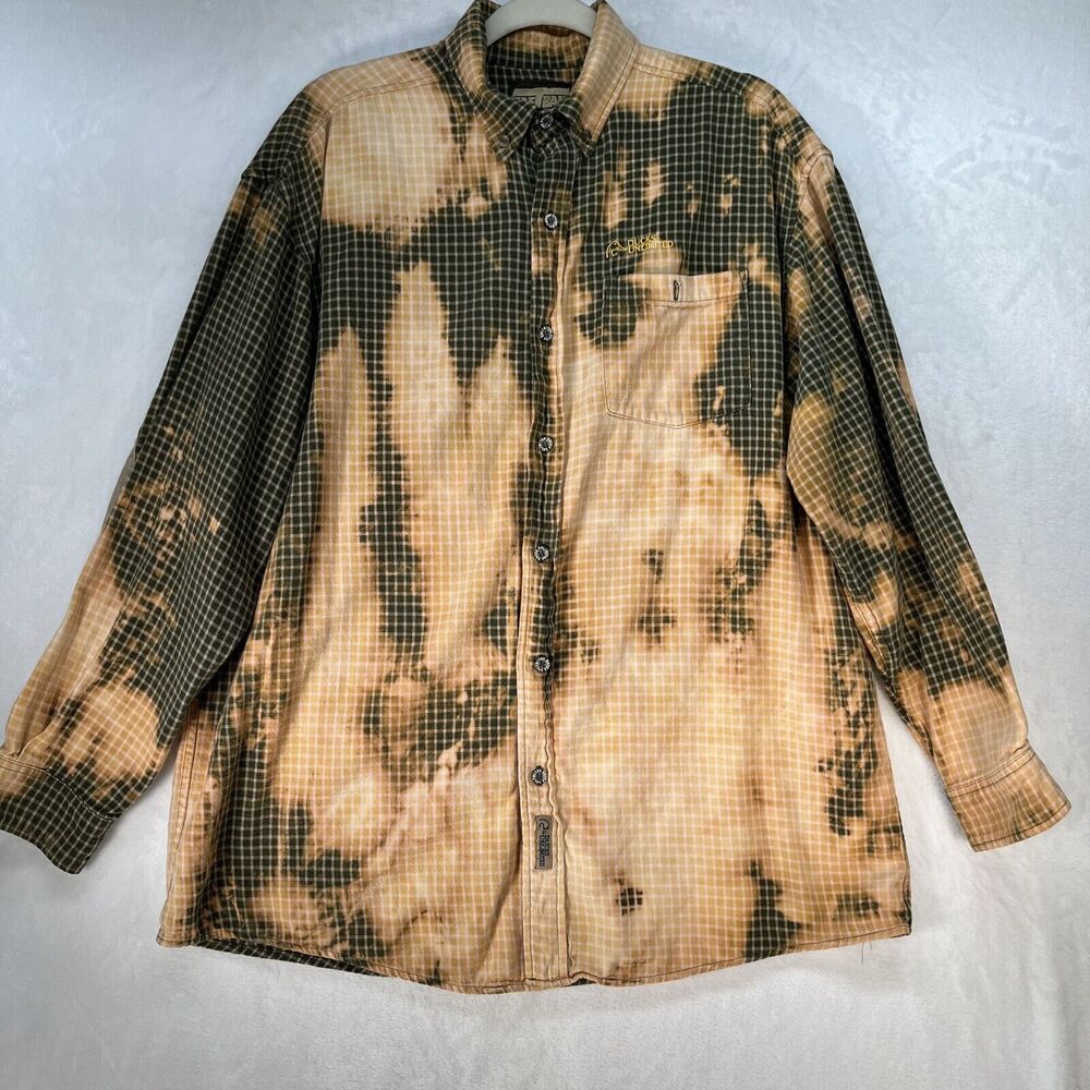 SaftBak Ducks Unlimited Upcycled Button Down Mens Large Mickey Mouse Elbow Patch